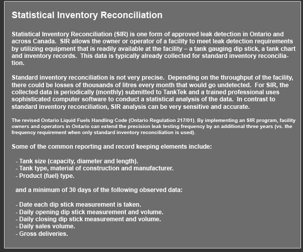 Statistical Inventory Reconciliation in Ontario (SIR)
